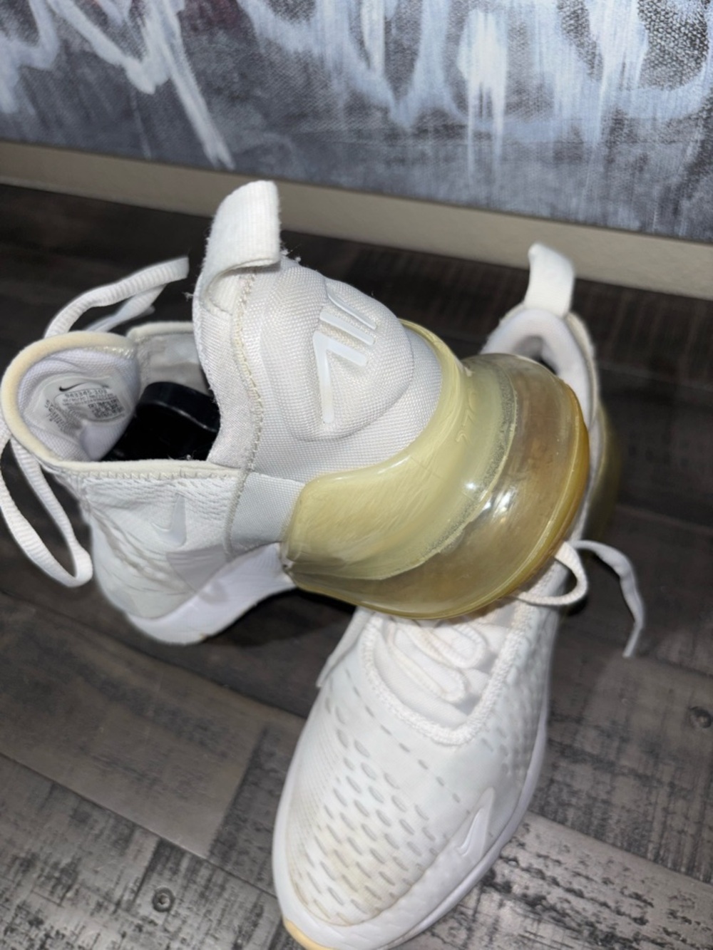 Nike Air Max 270 Triple White Metallic Silver Size 6Y - Picture 6 of 14